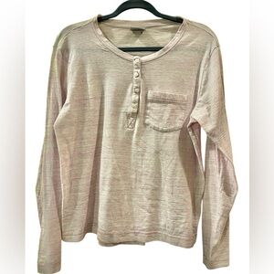 Columbia Women’s Henley Long Sleeve V Neck Stretch Pink Shirt Top Size: XL